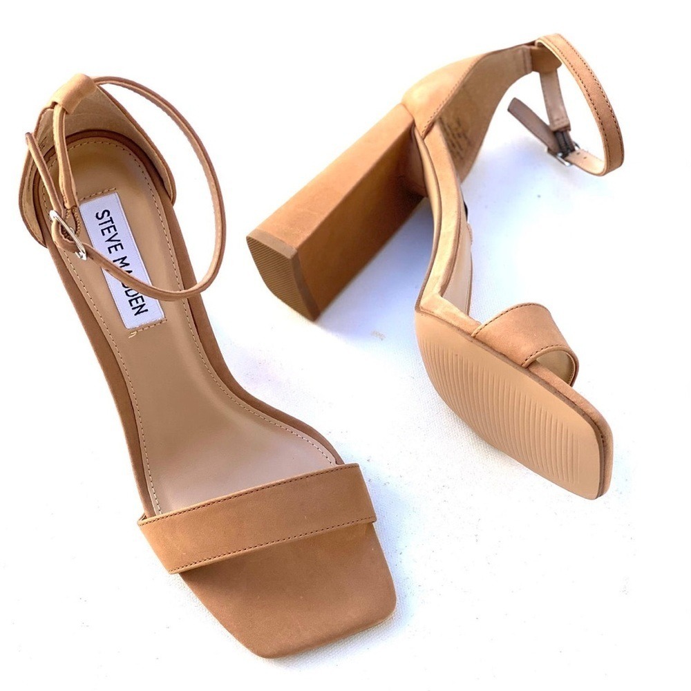 Steve Madden Tiaa Ankle Strap Block Heel Sandals - Size 10 - Camel Nubuck - NWB